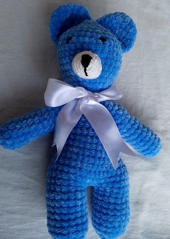 Mavi Amigurumi örgü Oyuncak Ayıcık - Görsel 2