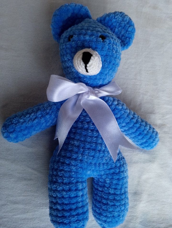 Mavi Amigurumi örgü Oyuncak Ayıcık - Görsel 2