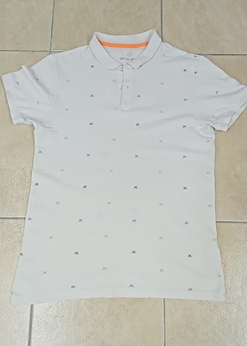 Gri Desenli Beyaz Erkek Polo Tişört - Görsel 2