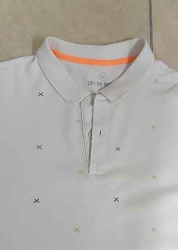 Gri Desenli Beyaz Erkek Polo Tişört - Görsel 3