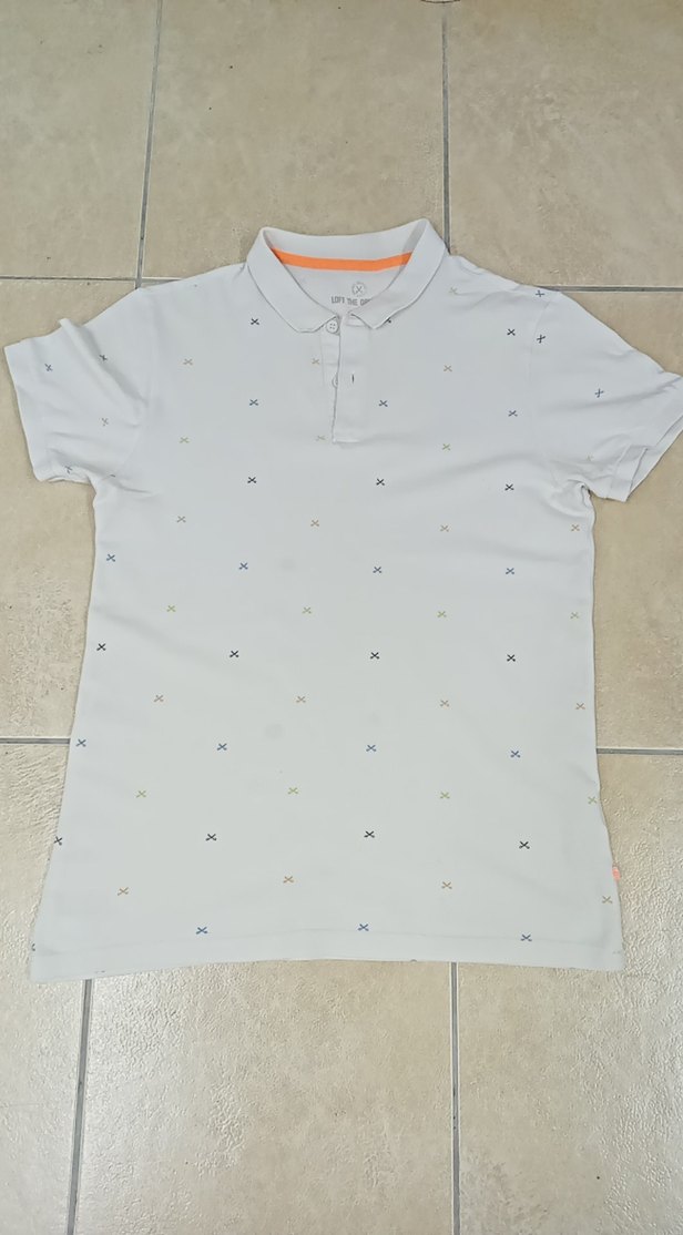 Gri Desenli Beyaz Erkek Polo Tişört - Görsel 2