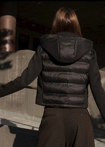 Zara Zara Siyah Kadın Fermuarlı Kapüşonlu Ceket
