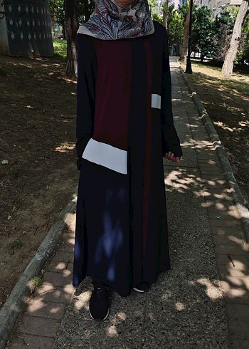 42 Beden bordo Renk Bordo Uzun Bantlı ferace