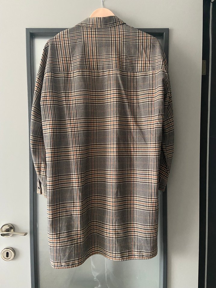 Düğmeli Ekose Desenli Uzun Kadın Gömlek - Görsel 3