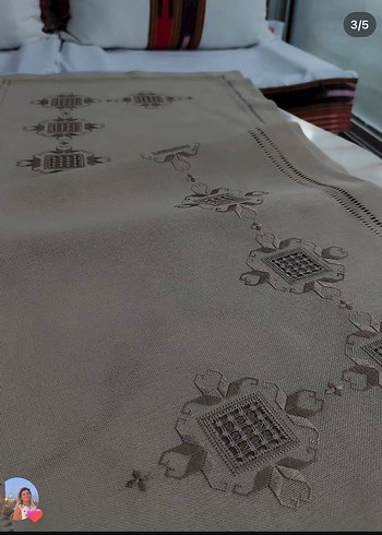 Açık kahve hardangez Nakışlı Klasik salon takımı - Görsel 2