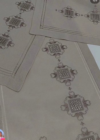 Açık kahve hardangez Nakışlı Klasik salon takımı - Görsel 3