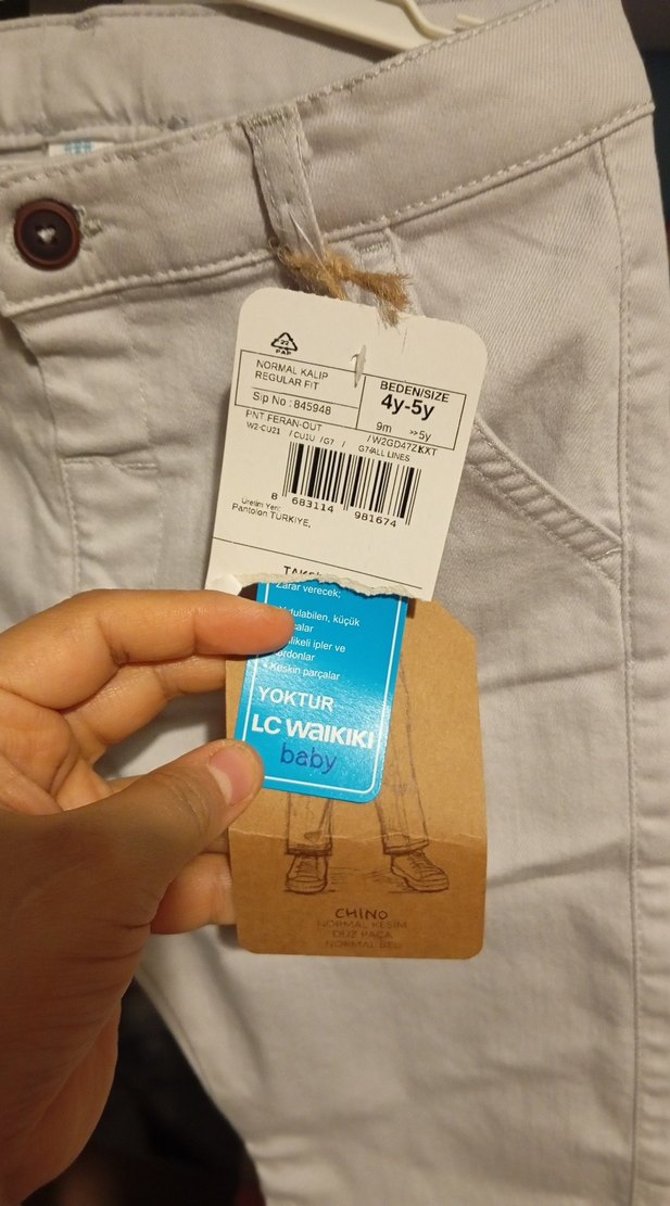 Düğmeli Beyaz Erkek Çocuk Pantolonu - Görsel 3