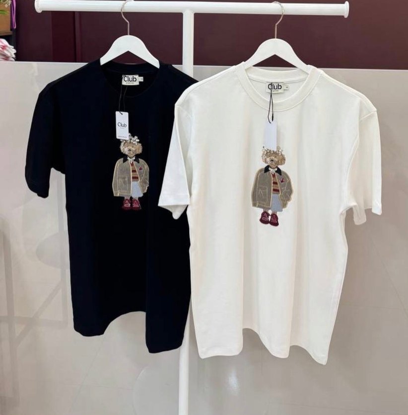 Siyah Baskılı Mini Street Wear Kadın Tişört - Görsel 2