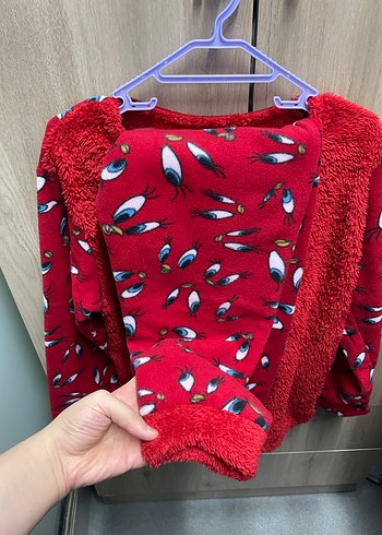 %100 pamuk Kız Çocuk Peluş Pijama Takımı - Görsel 6