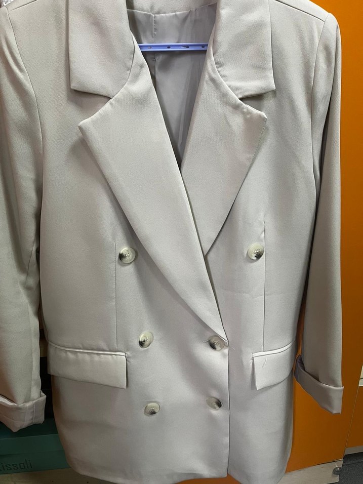 Düğmeli Bej Kadın Blazer Ceket - Görsel 2