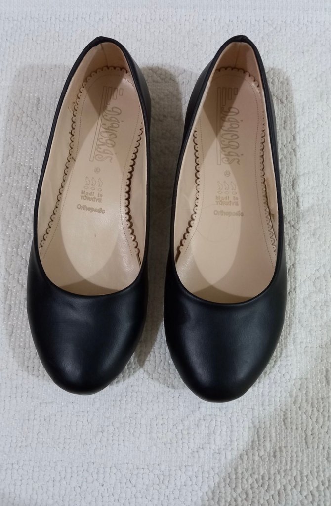 Hakiki deri ortopedik Siyah Kadın Babet - Görsel 3