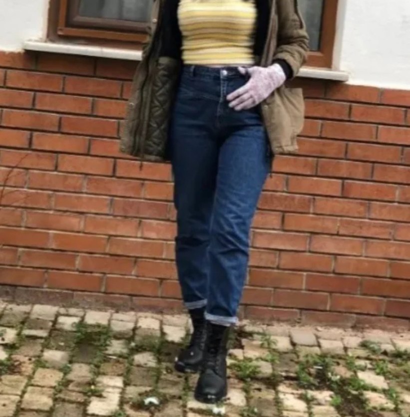 Lacivert Kadın Midi Boy Denim Jean - Görsel 5