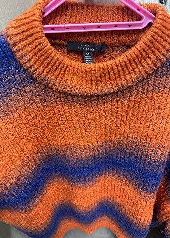 Renkli Bağlama Desenli Kadın Triko Kazak - Görsel 4