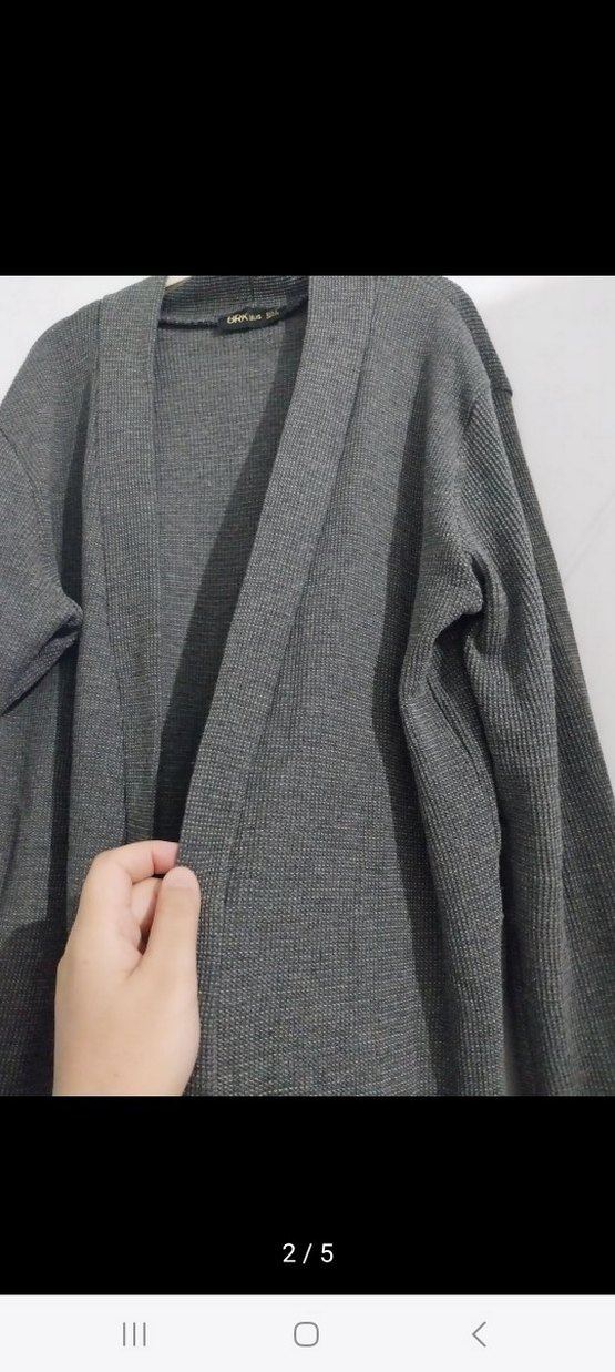 Gri Uzun Kesim Kadın Hırka - Görsel 2