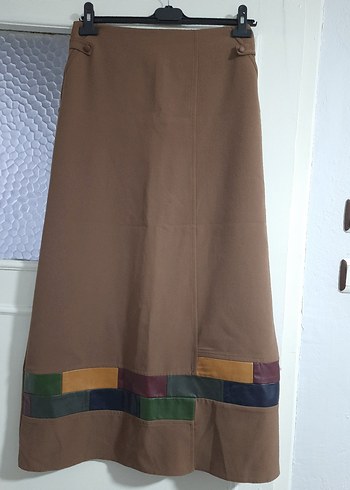 Kahverengi Kadın Uzun Drapeli Etek - Görsel 3