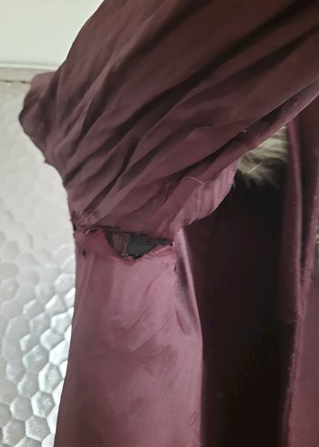 Kürklü Yaka Bordo Uzun Kaban - Görsel 5