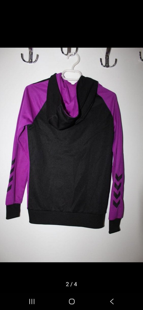 Mor Kapüşonlu Fermuarlı Kadın Ceket - Görsel 2