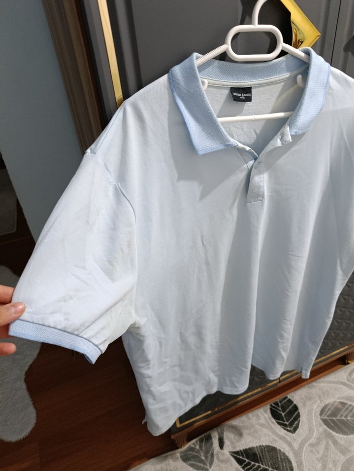 Erkek Beyaz Polo Tişört, Kısa Kollu, Rahat Kesim - Görsel 2