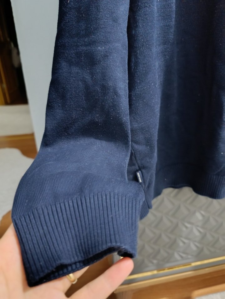 Mavi Triko Erkek Kazak, Uzun Kollu, Salaş Kesim - Görsel 2