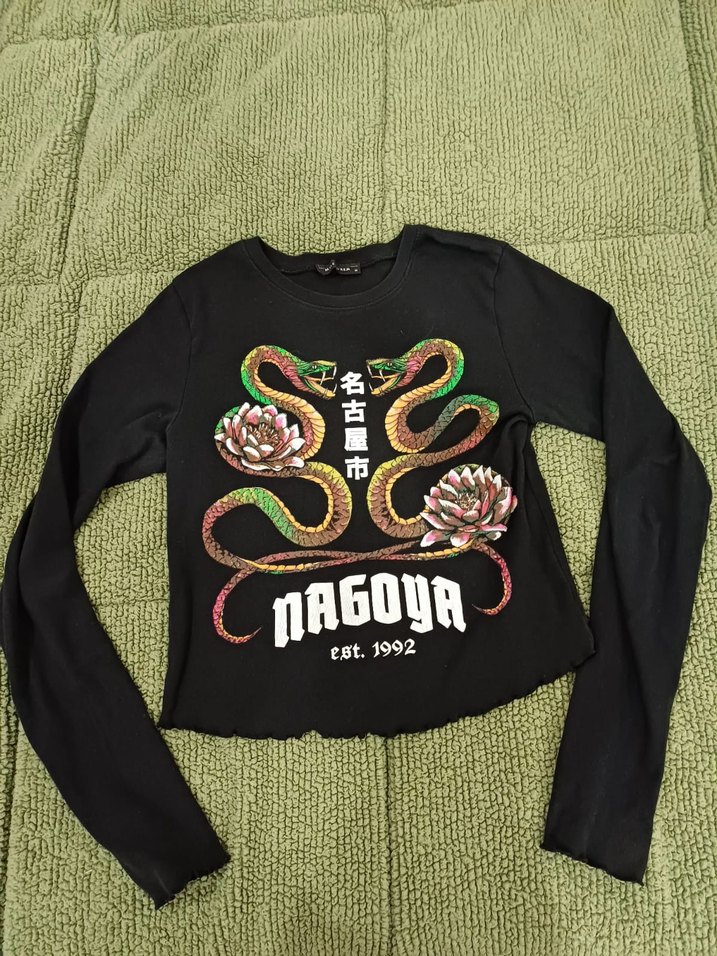 Yılan Desenli Siyah Kız Triko bluz - Görsel 2