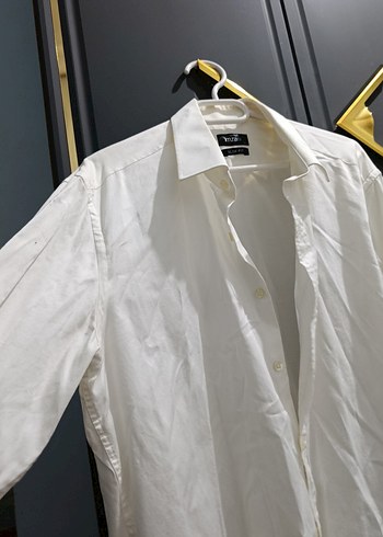 Erkek Beyaz Klasik Keten Gömlek - Görsel 4