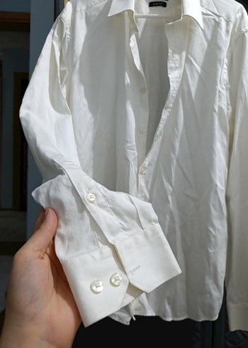 Erkek Beyaz Klasik Keten Gömlek - Görsel 3