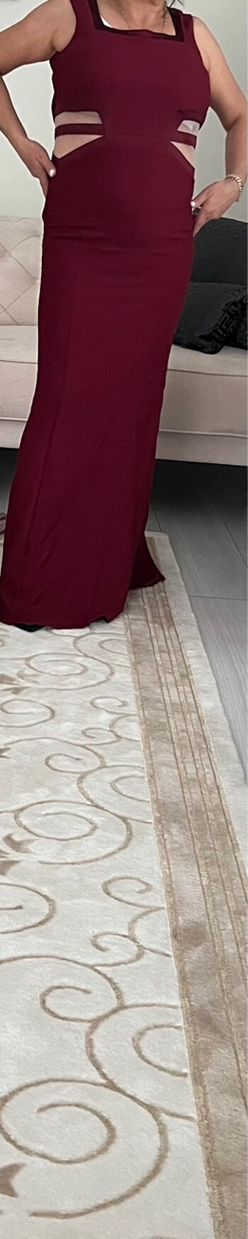 s Beden bordo Renk Abiye elbise