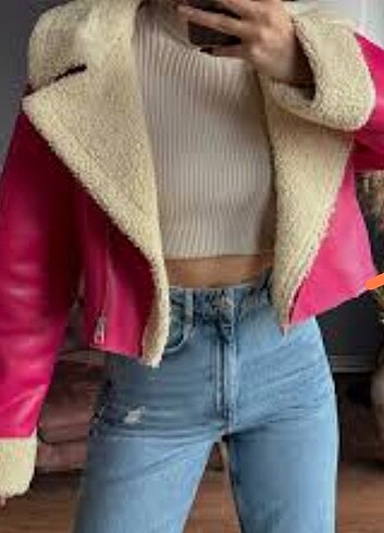 Pembe deri ceket