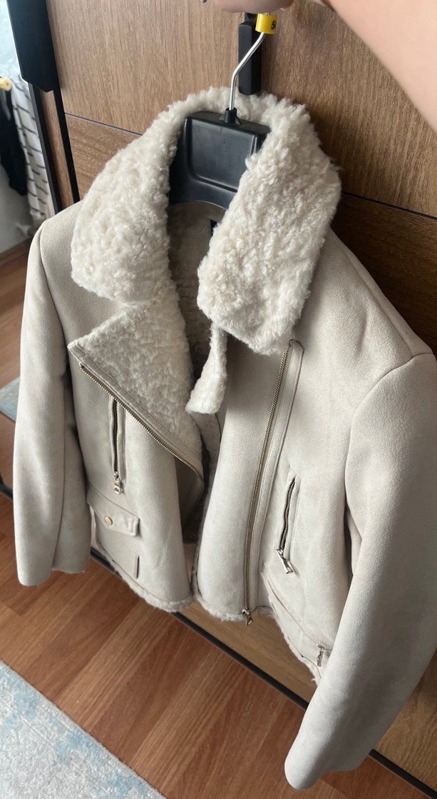 Suni Kürklü Kadın Süet Kışlık Ceket - Görsel 2