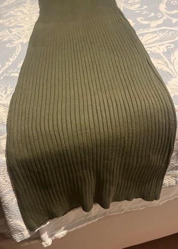 Kadın Haki Triko Uzun Elbise - Görsel 3