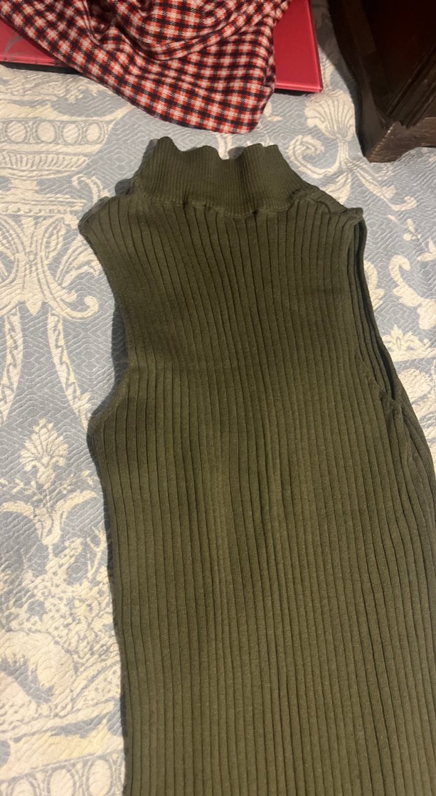 Kadın Haki Triko Uzun Elbise - Görsel 2