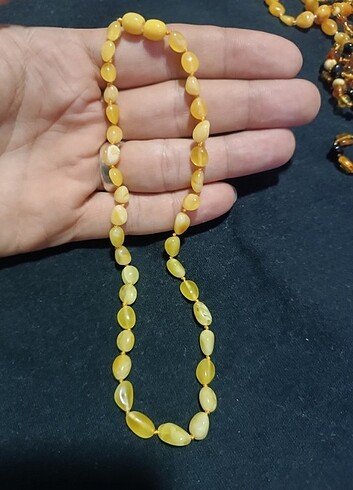 Damla kehribar çocuk ve bebek kolyesi