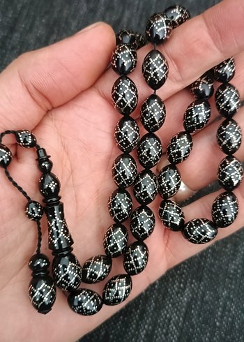 Beden 1000 ayar gümüş çakımlı kuka tesbih