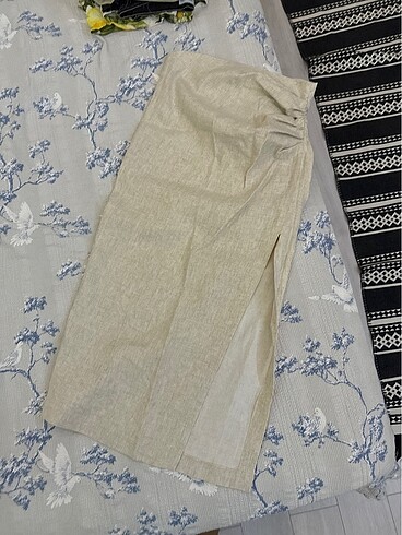 Zara yırtmaçlı keten etek