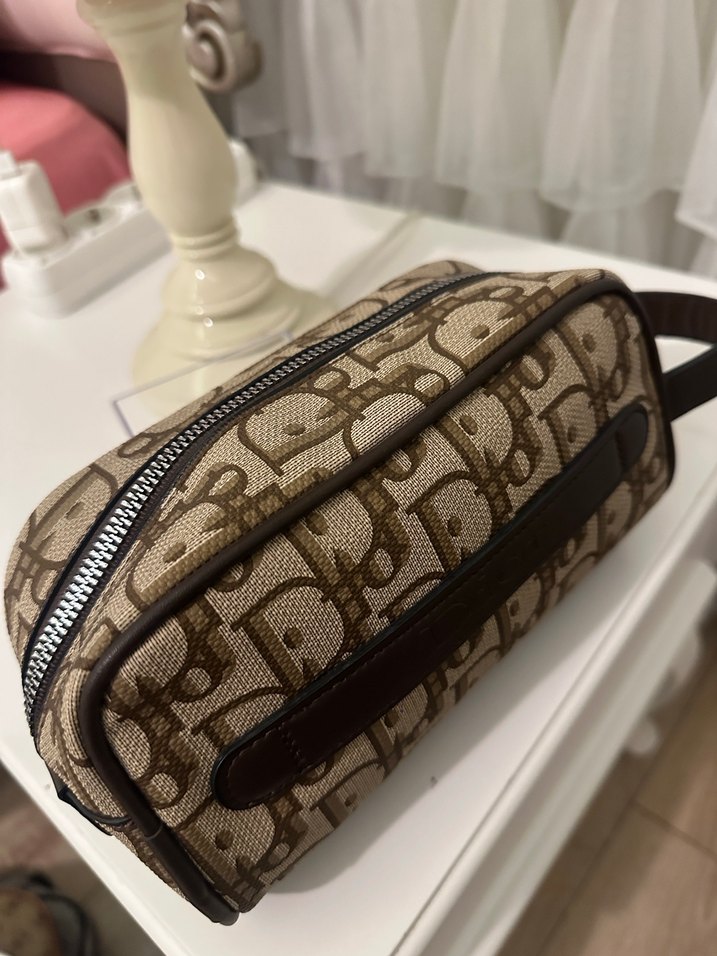 Dior Kahverengi Deri Fermuarlı Kadın Clutch Çanta - Görsel 3