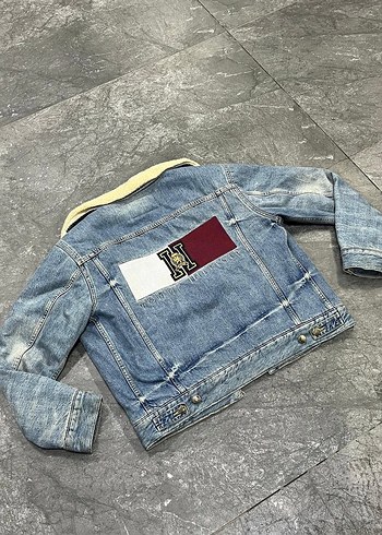 Tommy Hilfiger Kadın Gri Tüylü Denim Ceket