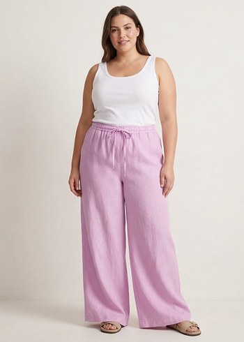 Diğer Pastel Lila Genis Paca Rahat Pantolon
