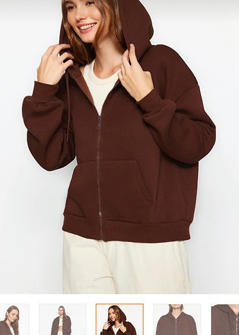 Koton Kahverengi Fermuarlı Sweatshirt