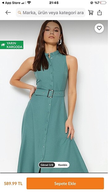 Trendyol & Milla Mont yeşili günlük elbise