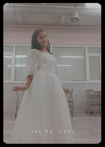 Beyaz Uzun Vintage Straplez Gelinlik - Görsel 4