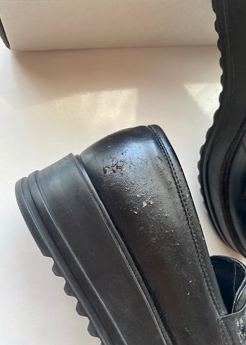 Siyah Parlak Yılan Desenli Platform Topuklu Loafer - Görsel 3