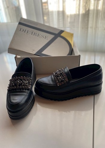 Siyah Parlak Yılan Desenli Platform Topuklu Loafer - Görsel 2