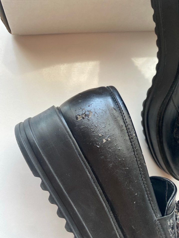 Siyah Parlak Yılan Desenli Platform Topuklu Loafer - Görsel 3