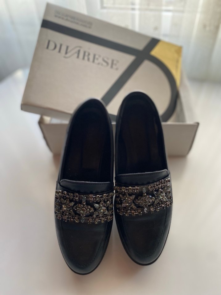 Siyah Parlak Yılan Desenli Platform Topuklu Loafer - Görsel 4