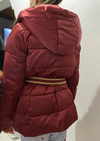 Bordo Kemerli Kısa Kadın Kışlık Mont - Görsel 2