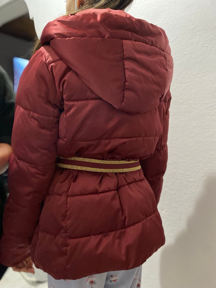 Bordo Kemerli Kısa Kadın Kışlık Mont - Görsel 2