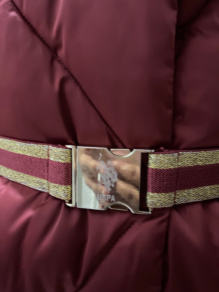 Bordo Kemerli Kısa Kadın Kışlık Mont - Görsel 4