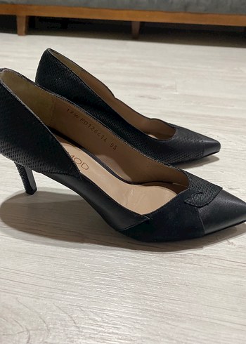 DERIMOD Siyah Süet Yılan Desenli Stiletto - Görsel 4