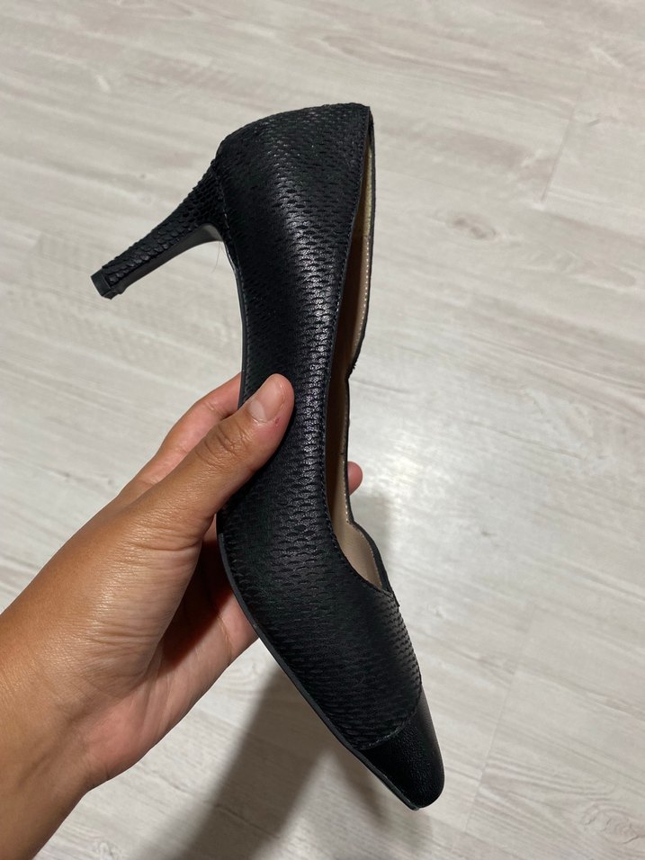 DERIMOD Siyah Süet Yılan Desenli Stiletto - Görsel 3