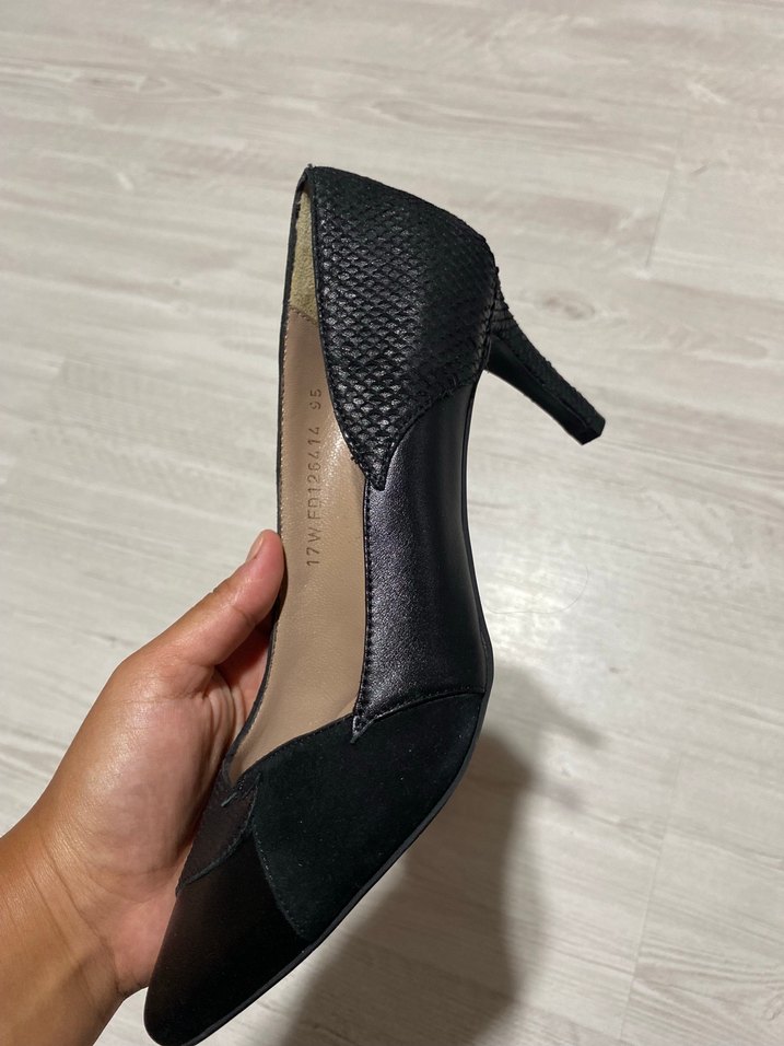 DERIMOD Siyah Süet Yılan Desenli Stiletto - Görsel 2